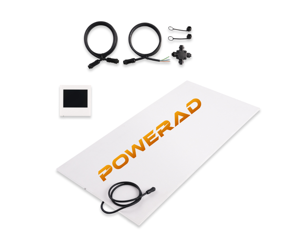 PoweRad PowerBoard heating kit: panel, cables, junction box and thermostat